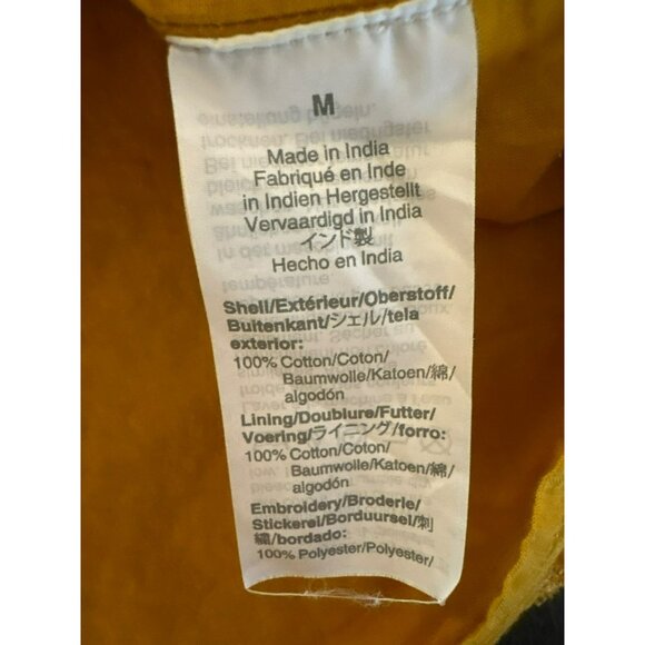 J.Crew Factory Mustard Yellow Embroidered Eyelet Cotton Blouse Size Medium - Picture 4 of 8